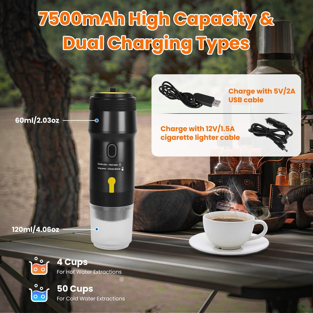 Portable Espresso Maker – Cordless Self-Heating Coffee Machine for Travel & Car